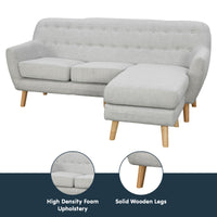 Thumbnail for Sarantino Linen Corner Wooden Sofa Lounge L-shaped with Left Chaise Light Grey