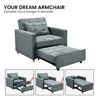 Thumbnail for Sarantino Suri 3-in-1 Convertible Sofa Chair Bed -  Airforce Blue