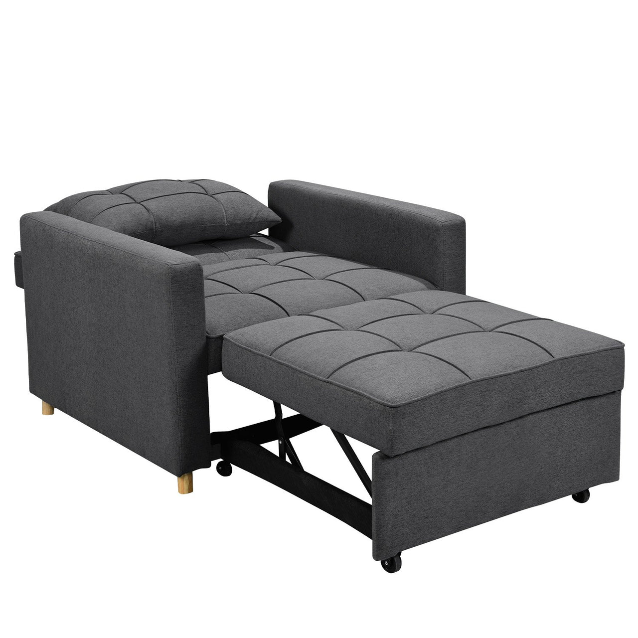 Sarantino Suri 3-in-1 Convertible Lounge Chair Bed - Dark Grey