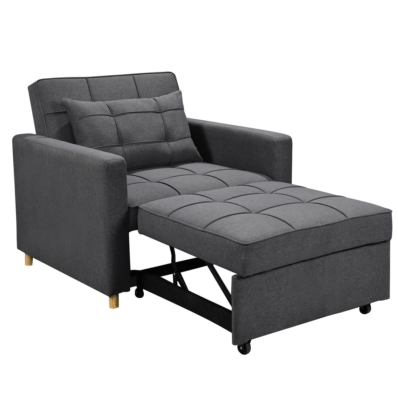 Sarantino Suri 3-in-1 Convertible Lounge Chair Bed - Dark Grey