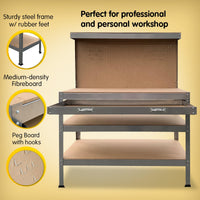 Thumbnail for Kartrite 3-layered Work Bench Garage Storage Table Tool Shop Shelf Silver