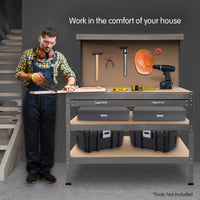 Thumbnail for Kartrite 3-layered Work Bench Garage Storage Table Tool Shop Shelf Silver