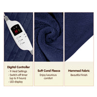 Thumbnail for Laura Hill Heated Electric Blanket Coral Warm Fleece Winter Blue