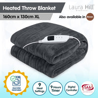 Thumbnail for Laura Hill Heated Electric Blanket Throw Rug Coral Warm Fleece Grey