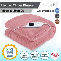 Thumbnail for Laura Hill Heated Electric Blanket Throw Rug Coral Warm Fleece Pink