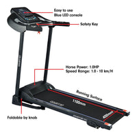 Thumbnail for Powertrain MX1 Foldable Home Treadmill for Cardio Jogging Fitness