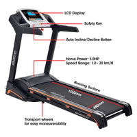 Thumbnail for Powertrain MX2 Foldable Home Treadmill Auto Incline Cardio Running