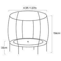 Thumbnail for Kahuna 4.5ft Trampoline Round Free Safety Net Spring Pad Cover Mat Outdoor Yellow Purple