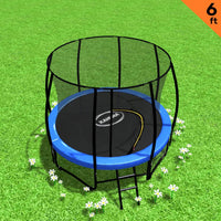 Thumbnail for Kahuna Classic 6ft Outdoor Round Blue Trampoline With Safety Enclosure