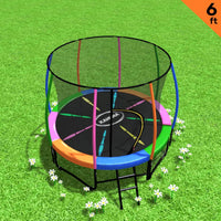 Thumbnail for Kahuna 6ft Trampoline Round Free Pad Cover Spring Mat Net Safety Net Enclosure Rainbow