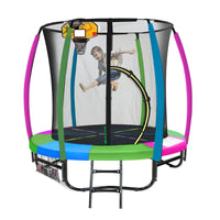 Thumbnail for Kahuna Classic 6ft Trampoline Free Ladder Spring Mat Net Safety Pad Cover Round Enclosure Basketball Set - Rainbow