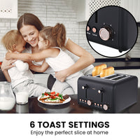 Thumbnail for Pronti 4 Slice Toaster Rose Trim Collection - Black