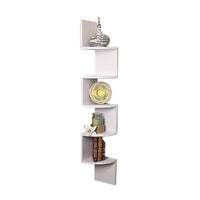 Thumbnail for Sarantino 5 Tier Corner Wall Shelf Display Shelves Dvd Book Storag Rack Floating Mounted - White