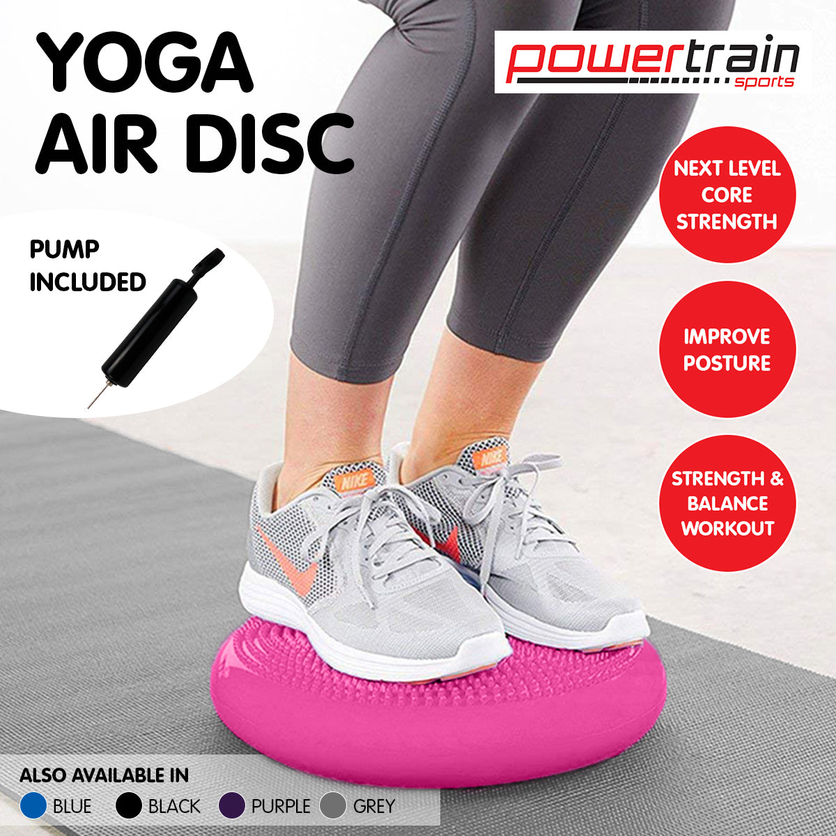 Powertrain Yoga Stability Disc Home Gym Pilates Balance Trainer - Pink