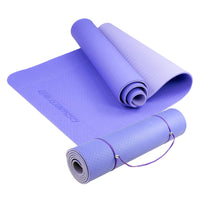 Thumbnail for Powertrain Eco-friendly Dual Layer 8mm Yoga Mat | Light Purple | Non-slip Surface And Carry Strap For Ultimate Comfort And Portability