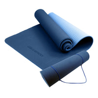 Thumbnail for Powertrain Eco-friendly Dual Layer 8mm Yoga Mat | Dark Blue | Non-slip Surface And Carry Strap For Ultimate Comfort And Portability