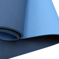 Thumbnail for Powertrain Eco-friendly Dual Layer 8mm Yoga Mat | Dark Blue | Non-slip Surface And Carry Strap For Ultimate Comfort And Portability