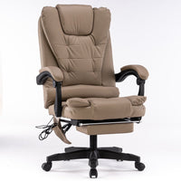 Thumbnail for 8 Point Massage Chair Executive Office Computer Seat Footrest Recliner Pu Leather Beige