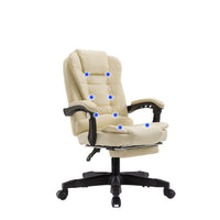 Thumbnail for 8 Point Massage Chair Executive Office Computer Seat Footrest Recliner Pu Leather Beige