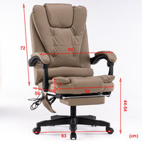 Thumbnail for 8 Point Massage Chair Executive Office Computer Seat Footrest Recliner Pu Leather Beige