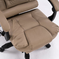 Thumbnail for 8 Point Massage Chair Executive Office Computer Seat Footrest Recliner Pu Leather Beige