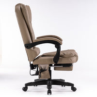 Thumbnail for 8 Point Massage Chair Executive Office Computer Seat Footrest Recliner Pu Leather Beige