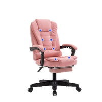 Thumbnail for 8 Point Massage Chair Executive Office Computer Seat Footrest Recliner Pu Leather Pink