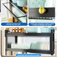 Thumbnail for 85cm Double Tier Enclosed Dish Drying Rack Holder Drain caddy Kitchen Drainer Storage Over Sink Organiser Storage