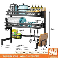 Thumbnail for 95cm Double Tier Dish Drying Rack Holder Drain caddy Kitchen Drainer Storage Over Sink Organiser