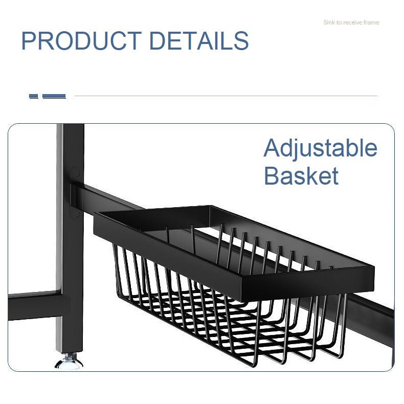 95cm Double Tier Dish Drying Rack Holder Drain caddy Kitchen Drainer Storage Over Sink Organiser