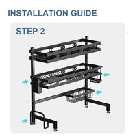 Thumbnail for 95cm Double Tier Dish Drying Rack Holder Drain caddy Kitchen Drainer Storage Over Sink Organiser