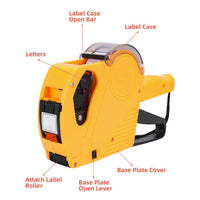 Thumbnail for Price Tag Gun Labeller Pricing with 2 Rolls Labels and Inks Roller Machine Kit Yellow