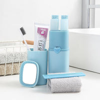 Thumbnail for Portable Toothbrush Holder Tooth Mug Toothpaste Cup Bath Travel Box Accessories Set Blue