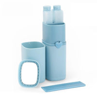 Thumbnail for Portable Toothbrush Holder Tooth Mug Toothpaste Cup Bath Travel Box Accessories Set Blue