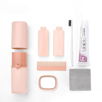 Thumbnail for Portable Toothbrush Holder Tooth Mug Toothpaste Cup Bath Travel Box Accessories Set Pink