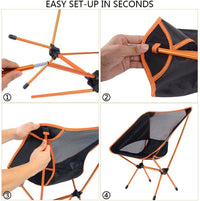 Thumbnail for Ultralight Aluminum Alloy Folding Camping Camp Chair Outdoor Hiking Patio Backpacking Orange