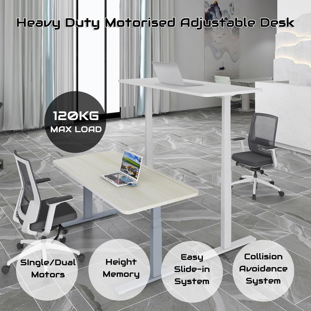 Standing Desk Height Adjustable Sit Stand Motorised Dual Motors Frame Grey Only