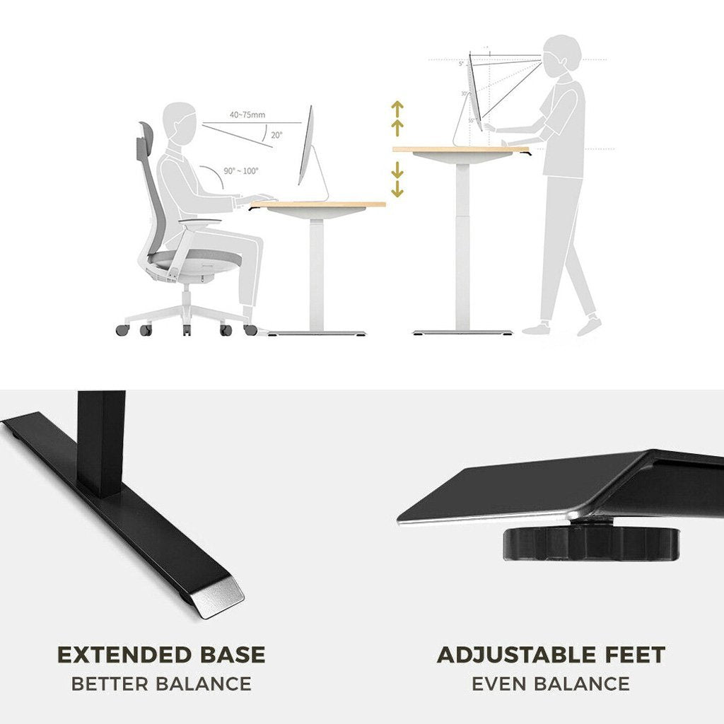 Standing Desk Height Adjustable Sit Stand Motorised Grey Dual Motors Frame Only