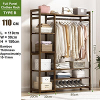 Thumbnail for Bamboo Clothes Rack Garment Closet Storage Organizer Hanging Rail Shelf Dress room 110CM