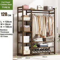 Thumbnail for Bamboo Clothes Rack Garment Closet Storage Organizer Hanging Rail Shelf Dress room 120CM