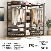 Thumbnail for Bamboo Clothes Rack Garment Closet Storage Organizer Hanging Rail Shelf Dress room 170cm