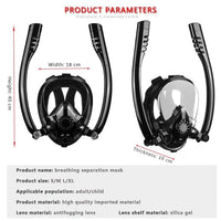 Thumbnail for Snorkel Mask Full Face Diving Mask Snorkel Swim Goggles 180° View Anti Fog Small