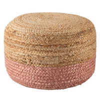 Thumbnail for Ombre Hand Braided Jute Cotton Pouf Ottoman 50 x 35 cm (Pink)