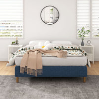 Thumbnail for Metal Bed Frame Mattress Foundation Blue: Queen