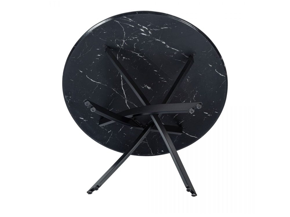 Round Marble-Effect Table &#8211; Black