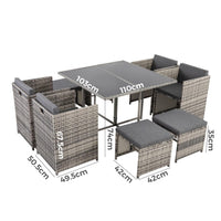 Thumbnail for Horrocks 8 Seater Outdoor Dining Set-Grey