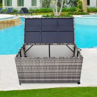 Thumbnail for Outdoor PE Wicker Storage Box Garden 320L-Grey