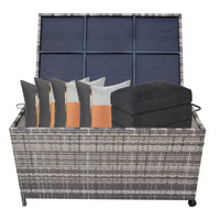 Thumbnail for Outdoor PE Wicker Storage Box Garden 320L-Grey