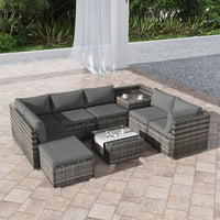 Thumbnail for Large Modular Outdoor Ottoman Lounge Set in Grey