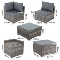 Thumbnail for Large Modular Outdoor Ottoman Lounge Set in Grey